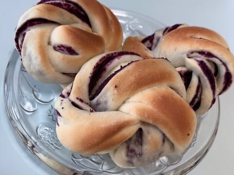 可愛い紫芋のねじりパン(紫芋じゃなくても出来ます！